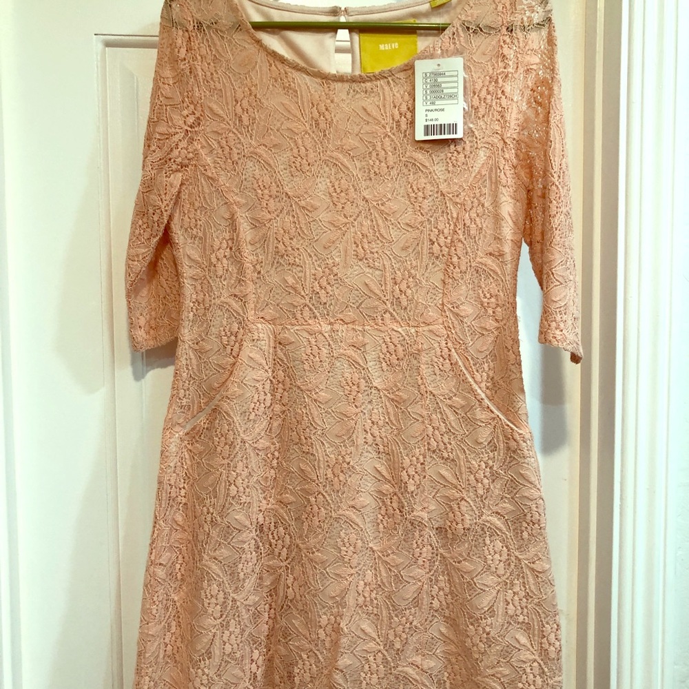 NWT Anthropologie Maeve peach lace mini dress